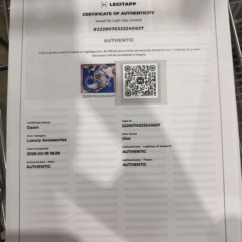 Authentic Dior Blue And White Patterned Silk Scar… - image 3